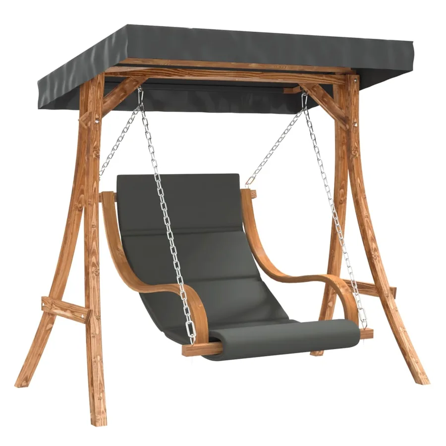 Chaise balançoire avec coussin et auvent bois massif d'épicéa - 2