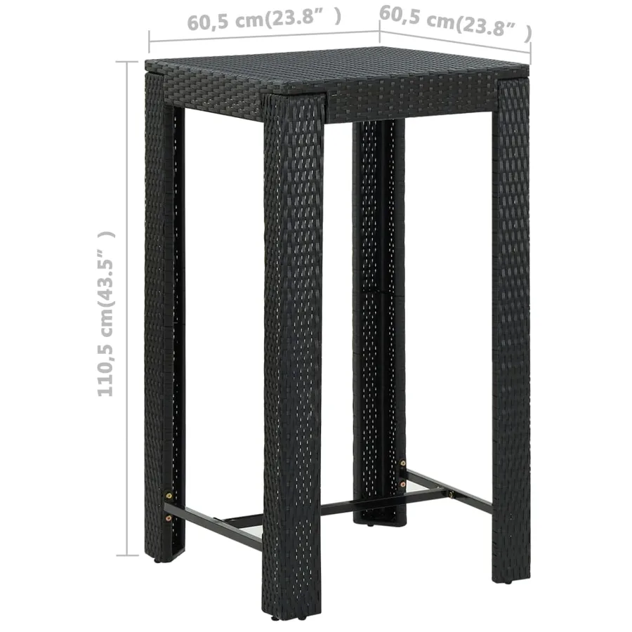 Ensemble de bar d'extérieur 5 pcs coussins Résine tressée Noir - 11