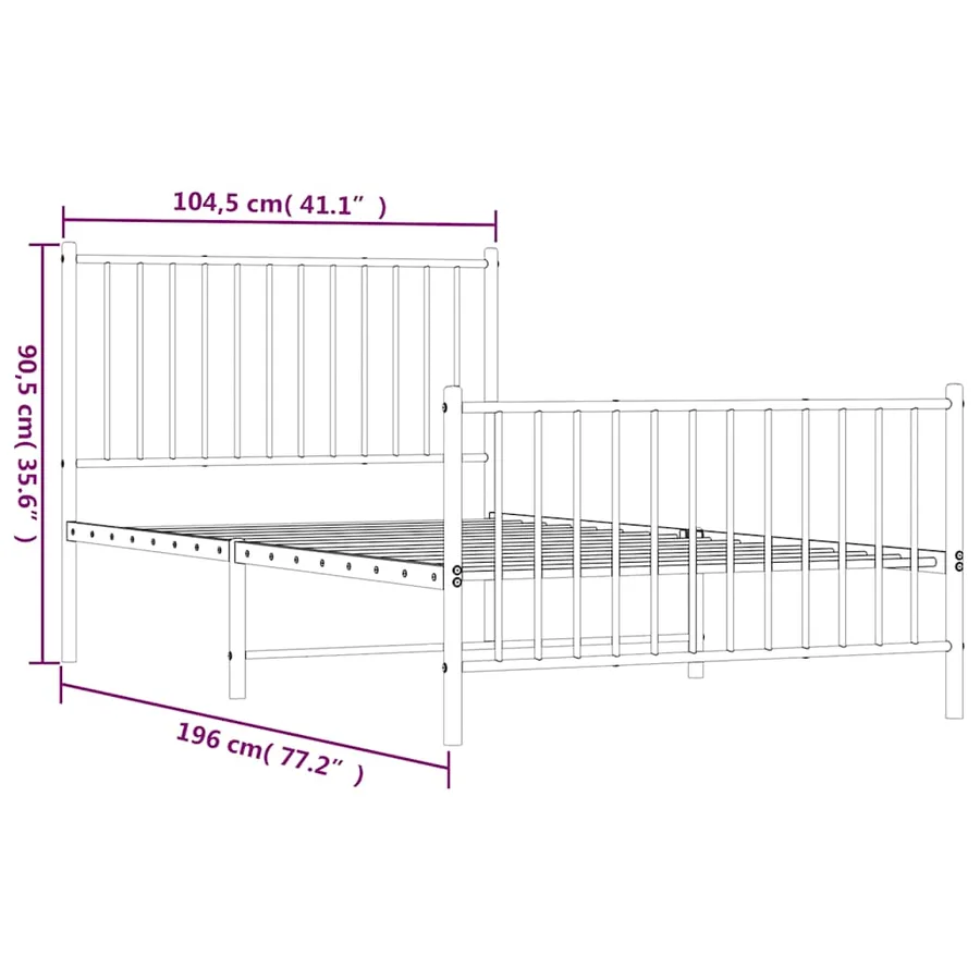 Cadre de lit métal sans matelas avec pied de lit noir 100x190cm - 10