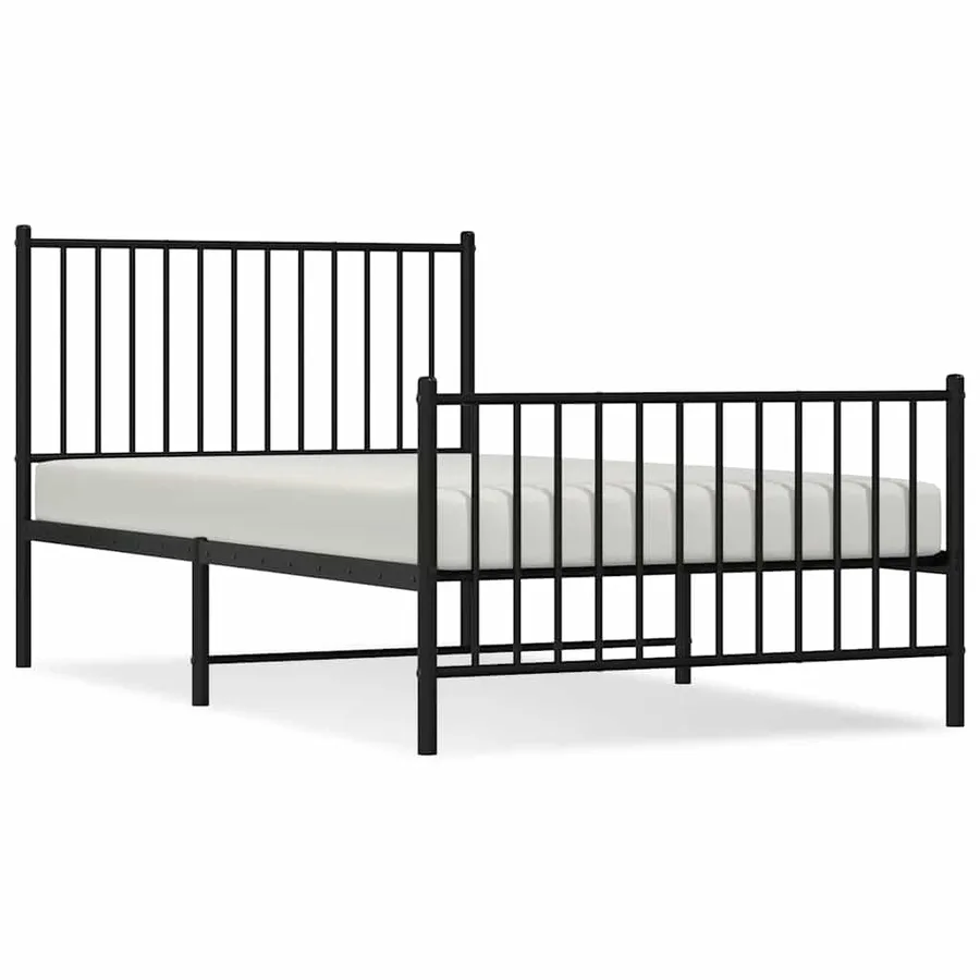 Cadre de lit métal sans matelas avec pied de lit noir 100x190cm - 2