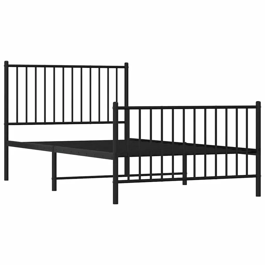 Cadre de lit métal sans matelas avec pied de lit noir 100x190cm - 4