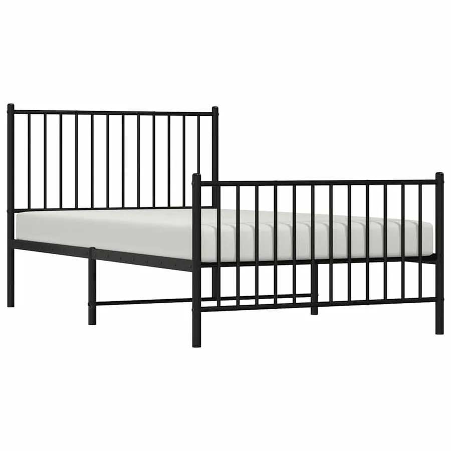Cadre de lit métal sans matelas avec pied de lit noir 100x190cm - 5