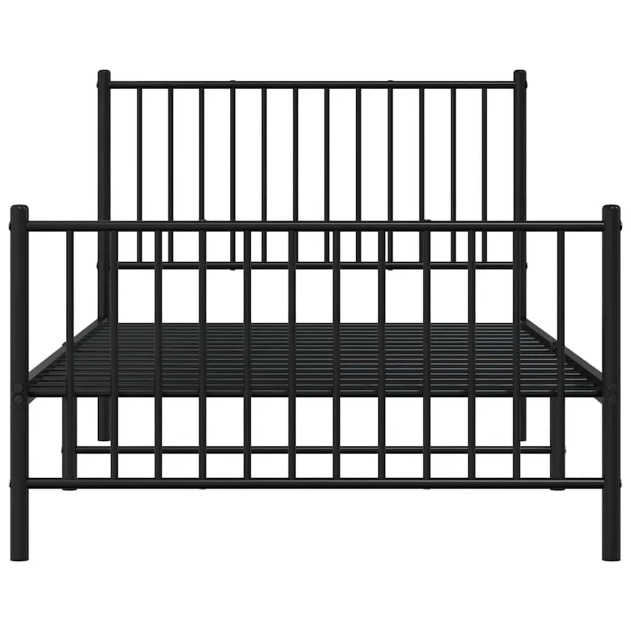 Cadre de lit métal sans matelas avec pied de lit noir 100x190cm - 6