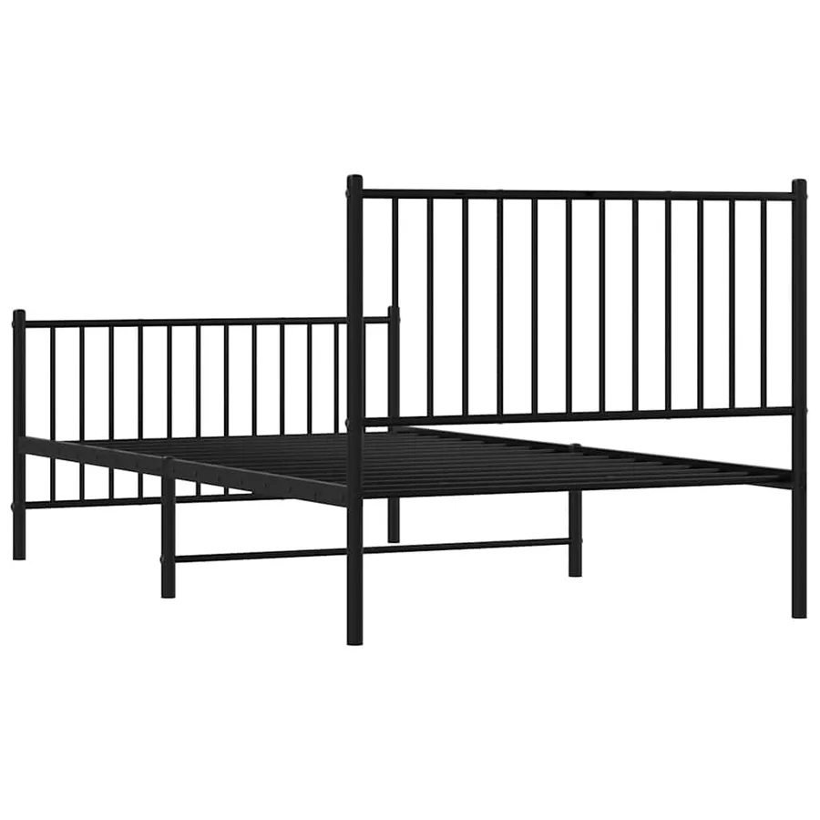 Cadre de lit métal sans matelas avec pied de lit noir 100x190cm - 8