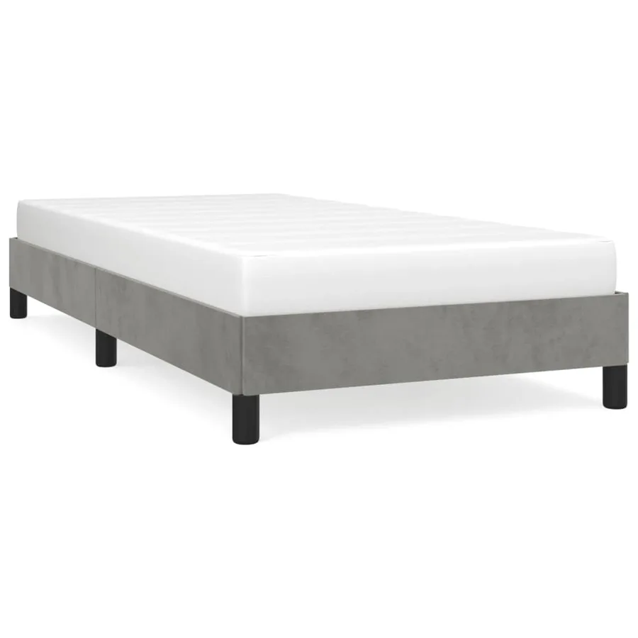 Cadre de lit sans matelas gris clair 90x200 cm velours - 2