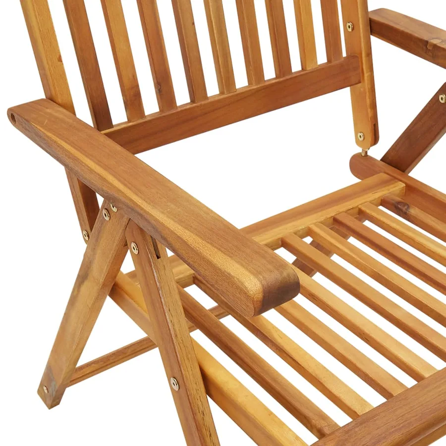 Chaises pliables de jardin lot de 6 avec coussins Bois d'acacia - 6