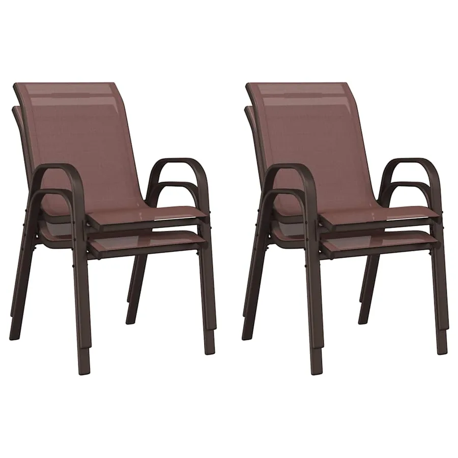 Chaises empilables de jardin lot de 4 Marron Tissu textilène - 8