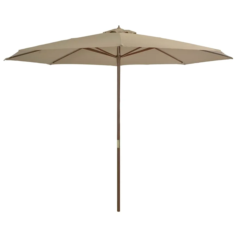 Parasol d'extérieur avec mât en bois 350 cm Taupe - 2