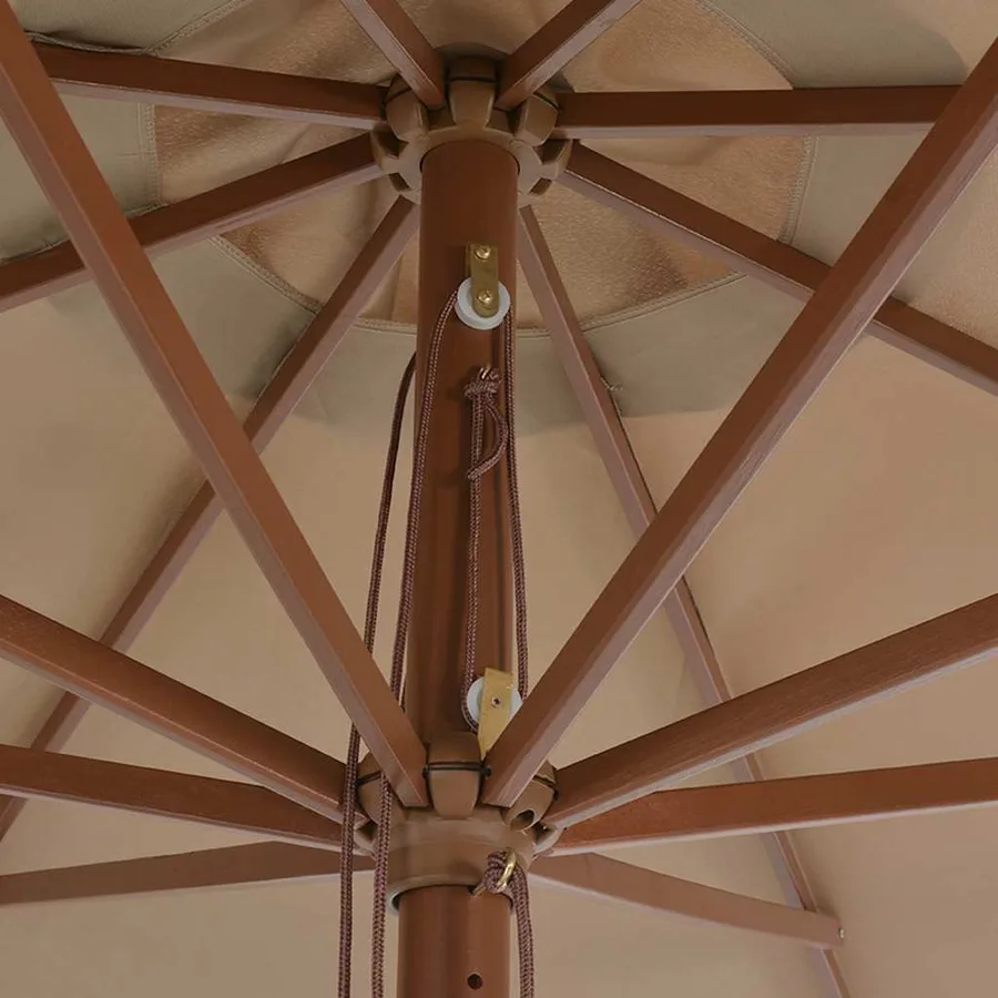 Parasol d'extérieur avec mât en bois 350 cm Taupe - 5