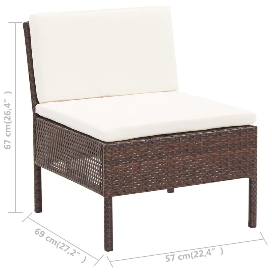 Salon de jardin 6 pcs avec coussins Résine tressée Marron - 18
