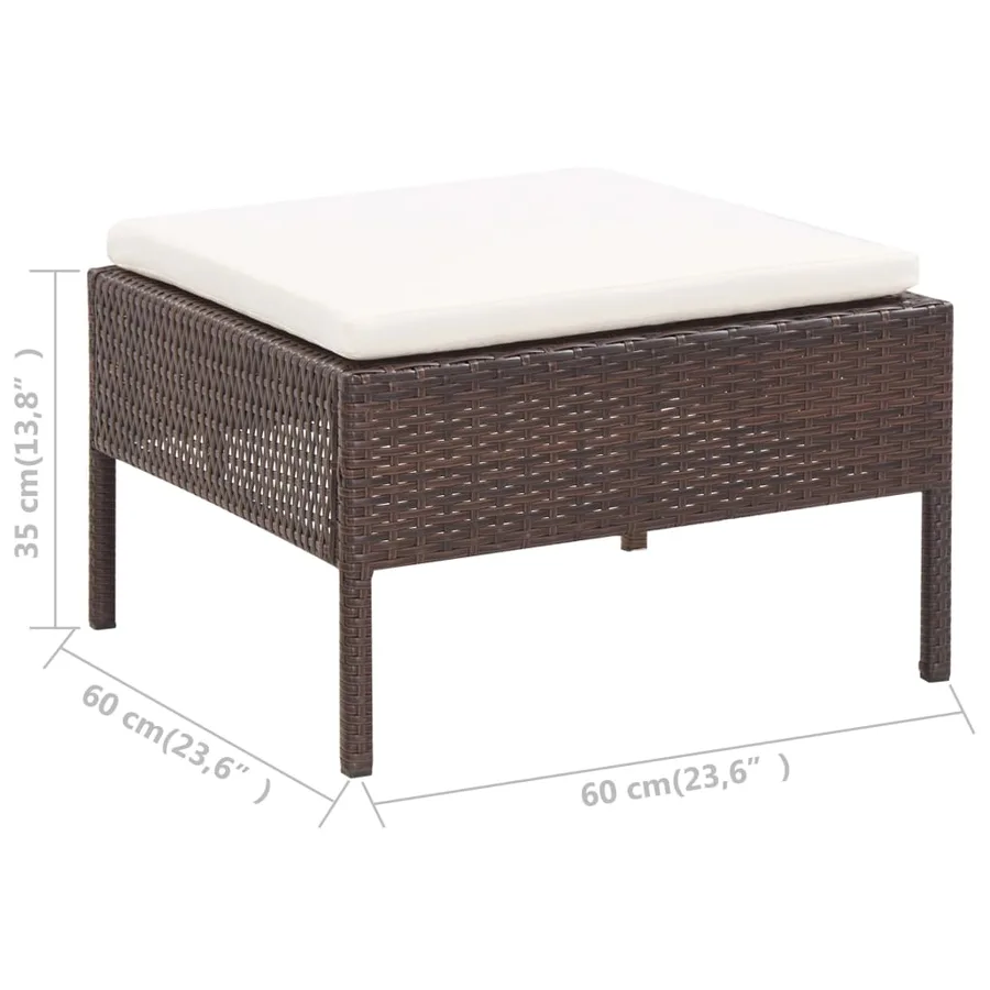 Salon de jardin 6 pcs avec coussins Résine tressée Marron - 19