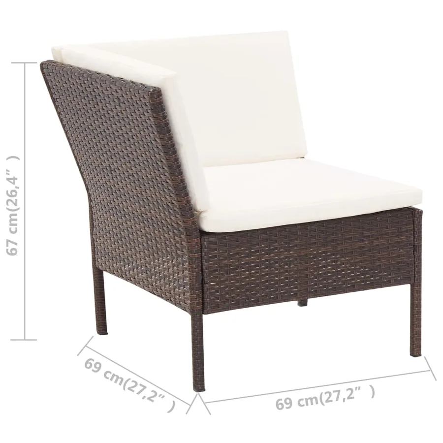 Salon de jardin 6 pcs avec coussins Résine tressée Marron - 20