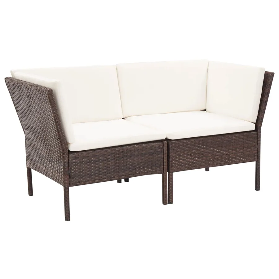 Salon de jardin 6 pcs avec coussins Résine tressée Marron - 3