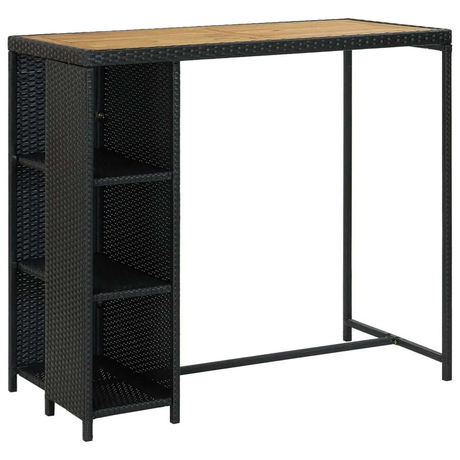 Ensemble de bar de jardin 5 pcs et coussins Résine tressée Noir - 2
