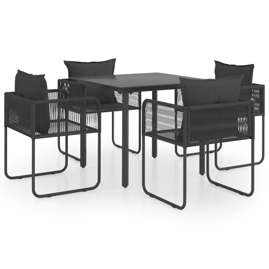 Ensemble à manger de jardin 5 pcs PVC résine tressée noir - 2