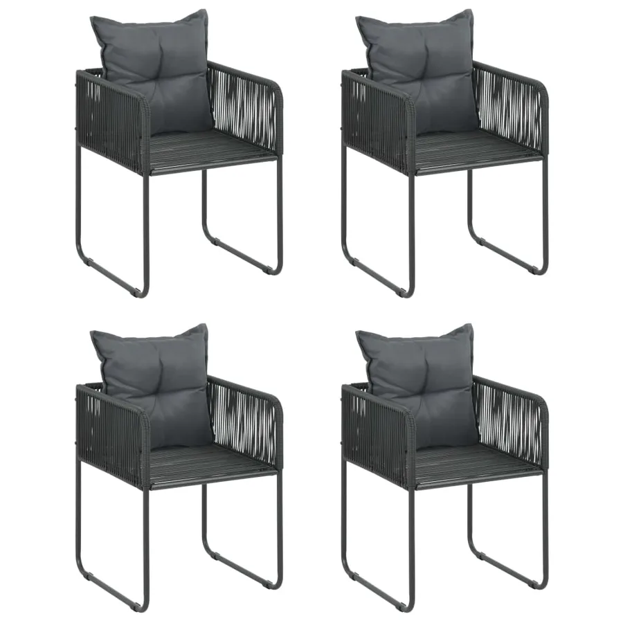 Ensemble à manger de jardin 5 pcs PVC résine tressée noir - 4
