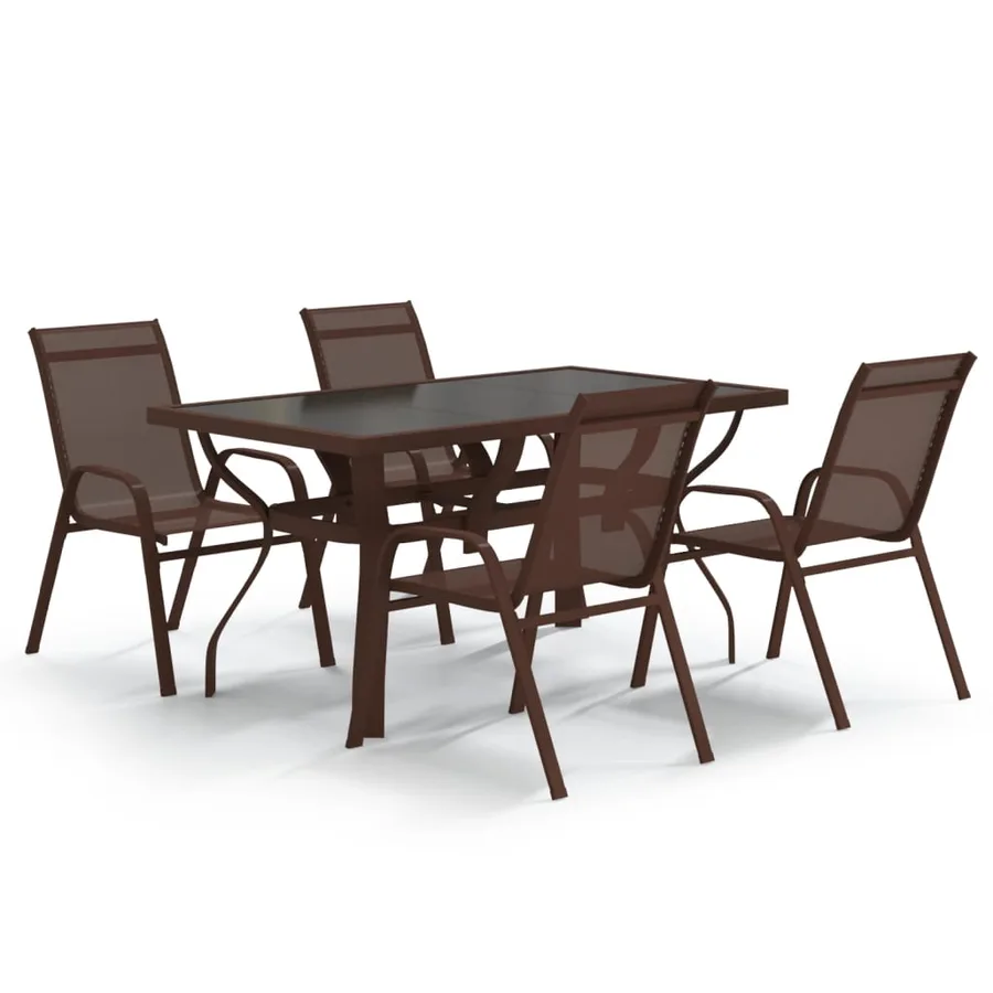 Ensemble à manger de jardin 5 pcs Marron et noir - 2