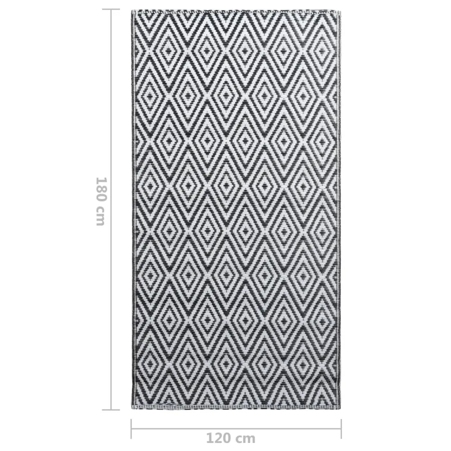 Tapis d'extérieur ARAKIL Blanc et noir 120x180 cm PP - 7