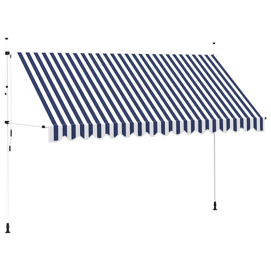 Auvent rétractable manuel 400 cm Rayures bleues et blanches - 2