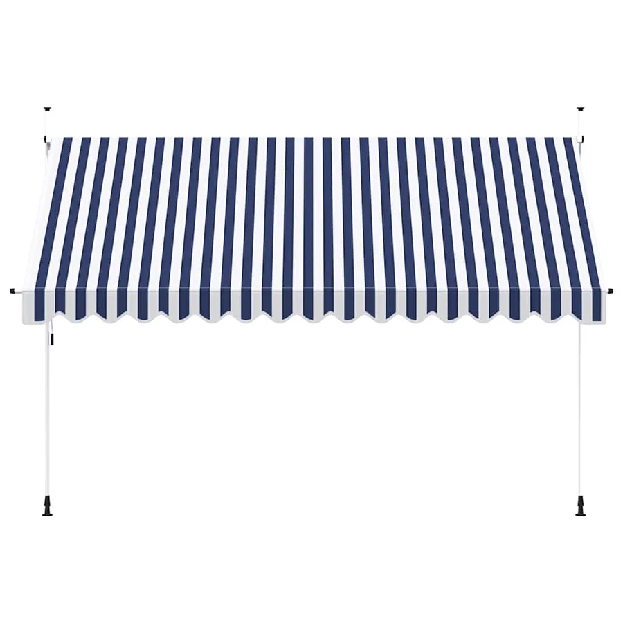 Auvent rétractable manuel 400 cm Rayures bleues et blanches - 3