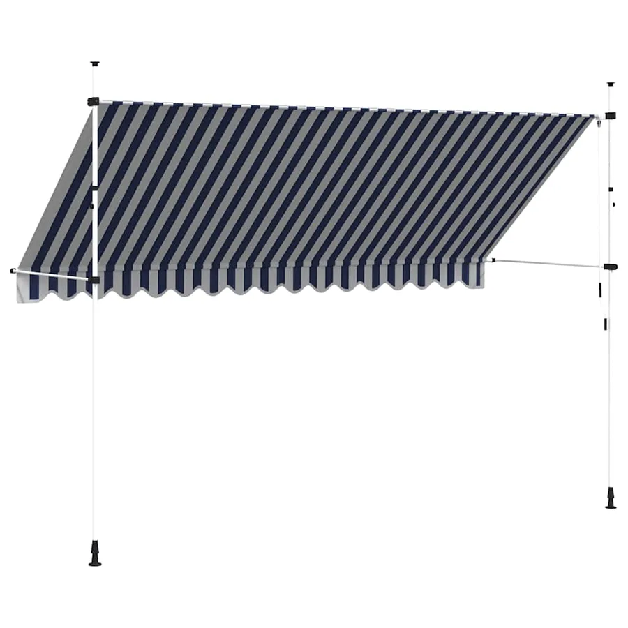 Auvent rétractable manuel 400 cm Rayures bleues et blanches - 5