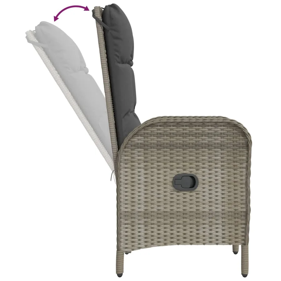 Ensemble à manger de jardin coussins 5 pcs noir et gris - 6