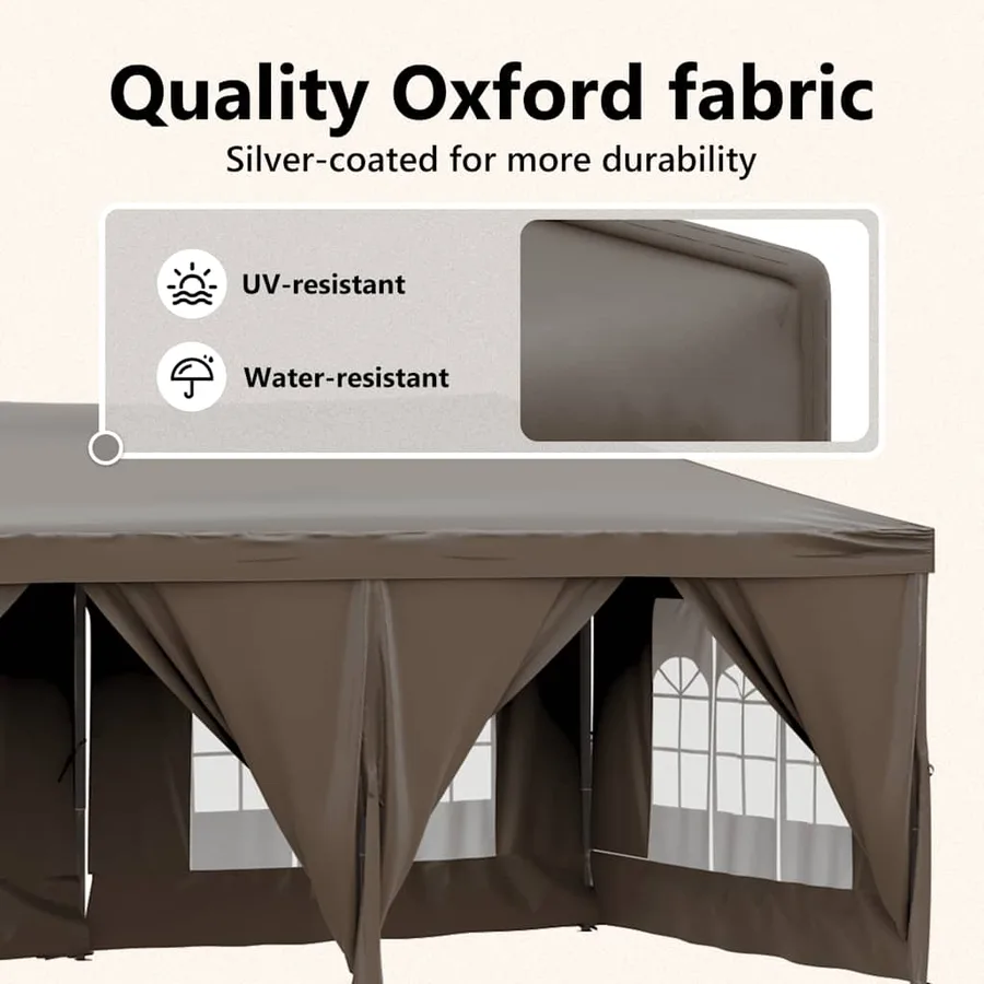 Tente de réception pliable avec parois Taupe 3x6 m - 11