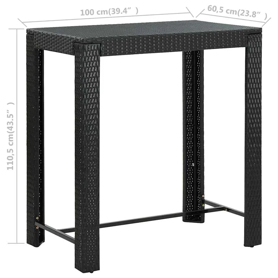 Ensemble de bar d'extérieur 5 pcs coussins Résine tressée Noir - 14