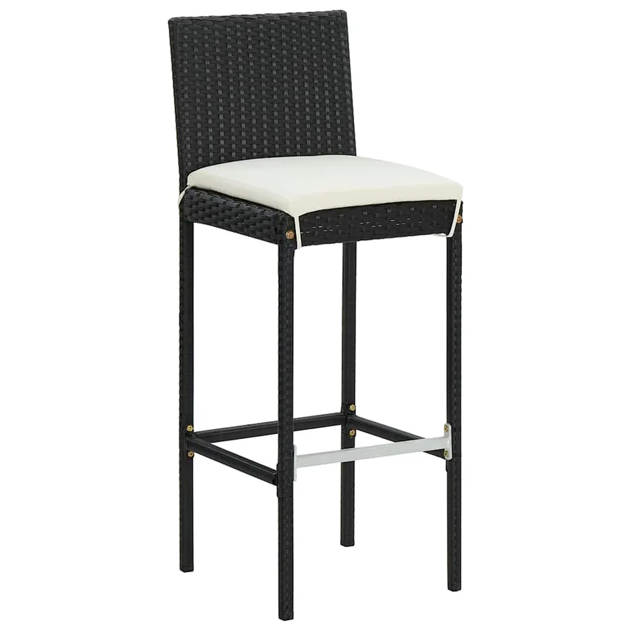 Ensemble de bar d'extérieur 5 pcs coussins Résine tressée Noir - 4