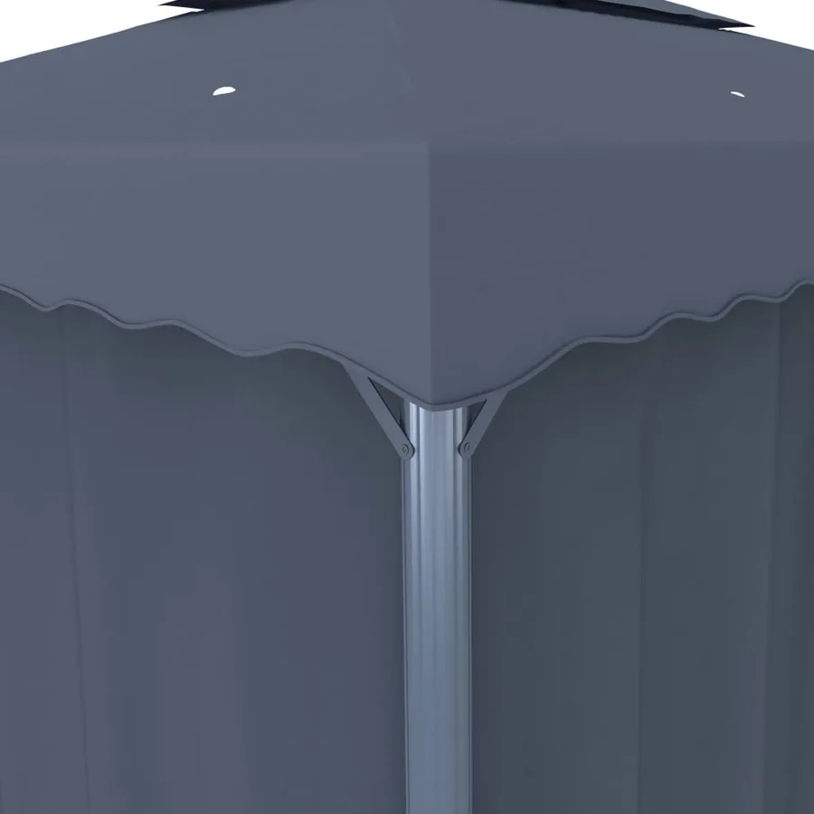Tonnelle avec rideau et guirlande lumineuse LED 3x3m Anthracite - 7