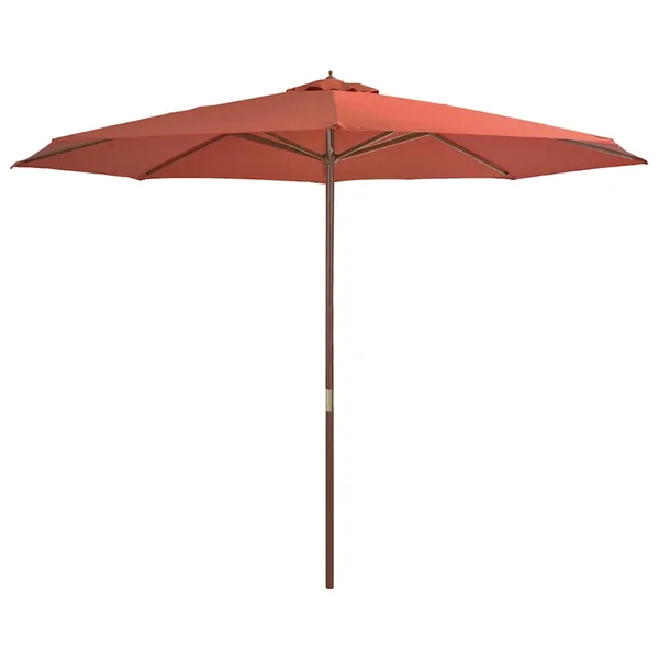 Parasol d'extérieur avec mât en bois 350 cm Terre cuite