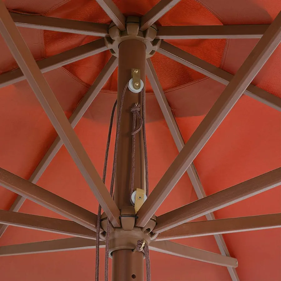 Parasol d'extérieur avec mât en bois 350 cm Terre cuite - 4