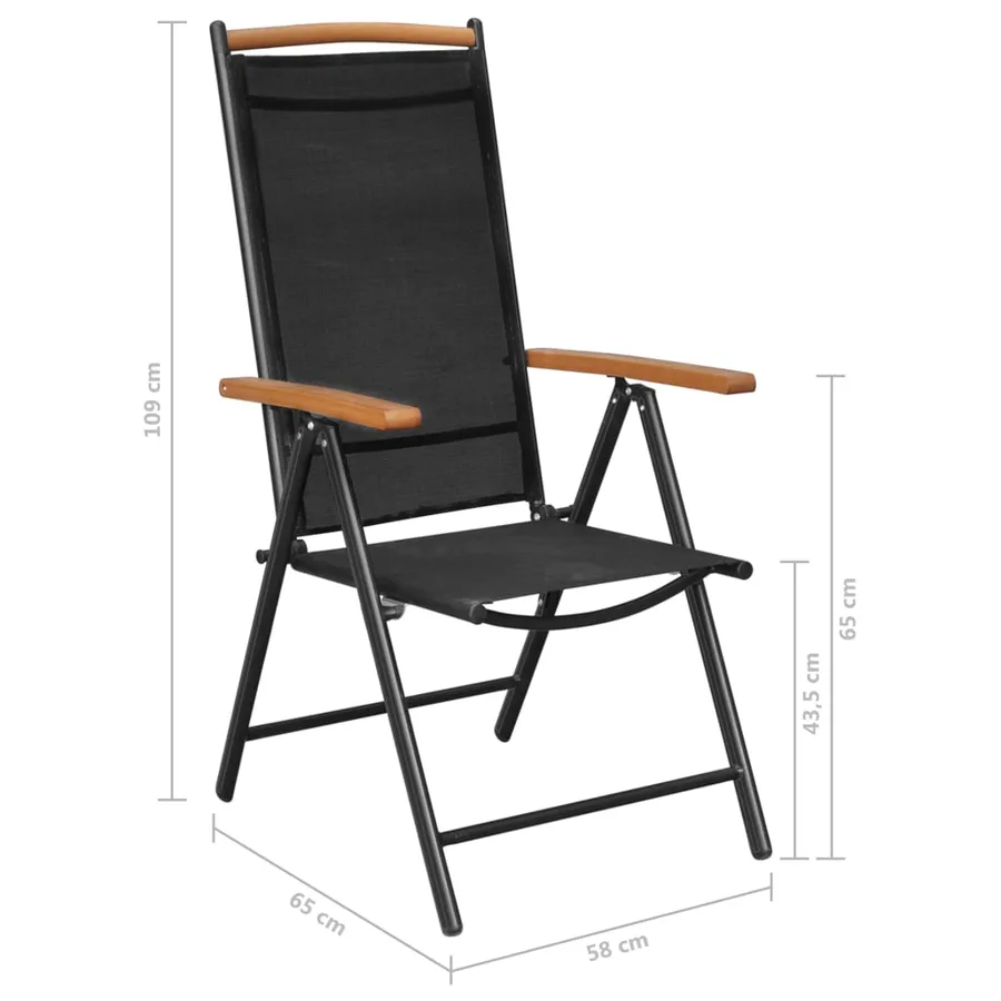 Ensemble à manger de jardin 7 pcs Aluminium Noir - 10