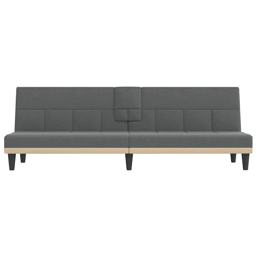 Canapé-lit avec porte-gobelets gris foncé tissu - 4