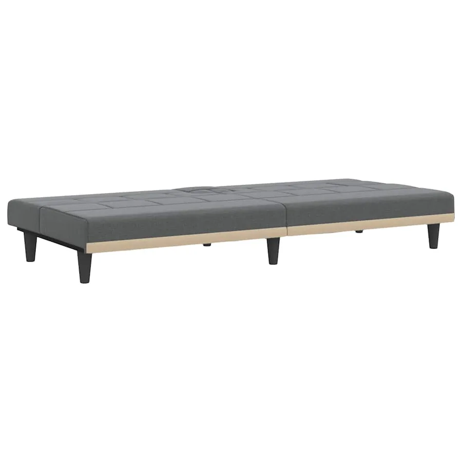 Canapé-lit avec porte-gobelets gris foncé tissu - 6