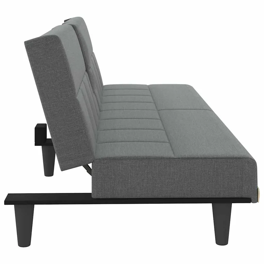 Canapé-lit avec porte-gobelets gris foncé tissu - 7