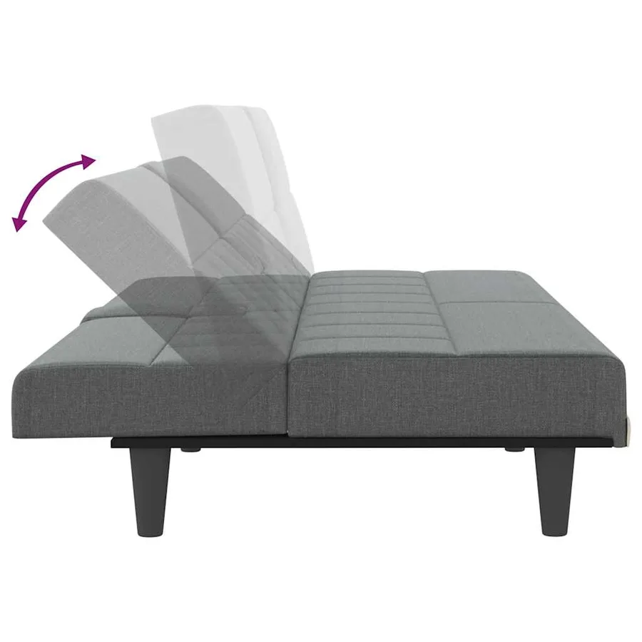 Canapé-lit avec porte-gobelets gris foncé tissu - 9