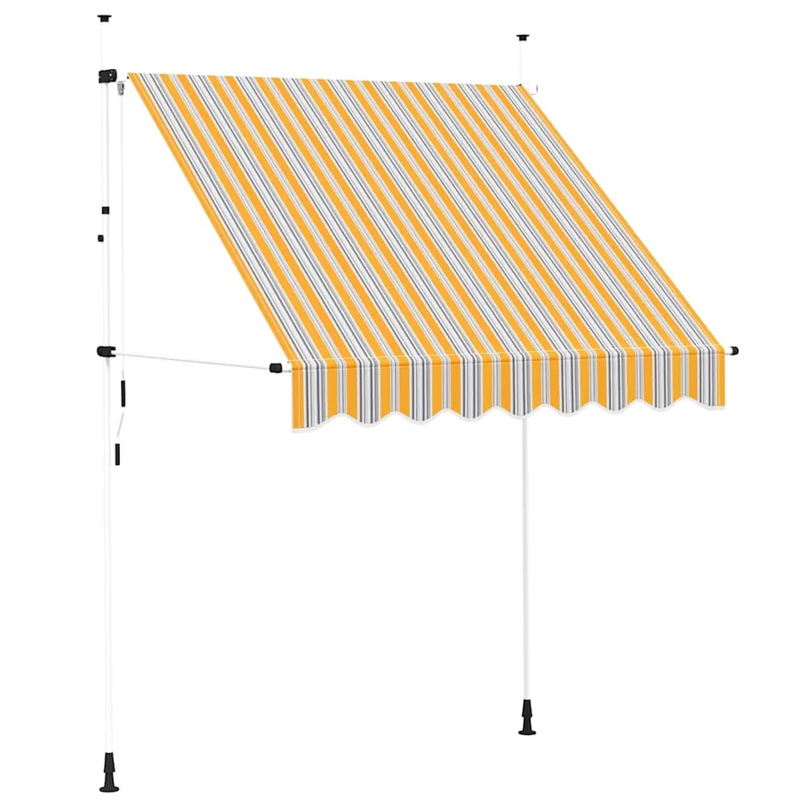 Auvent rétractable manuel 200 cm Rayures jaunes et bleues - 2