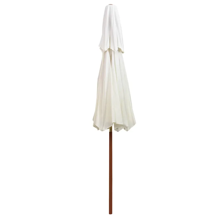 Parasol à deux étages avec poteau en bois blanc crème - 4