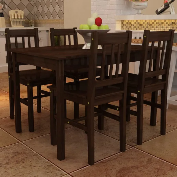 Table de salle à manger avec 4 chaises Marron