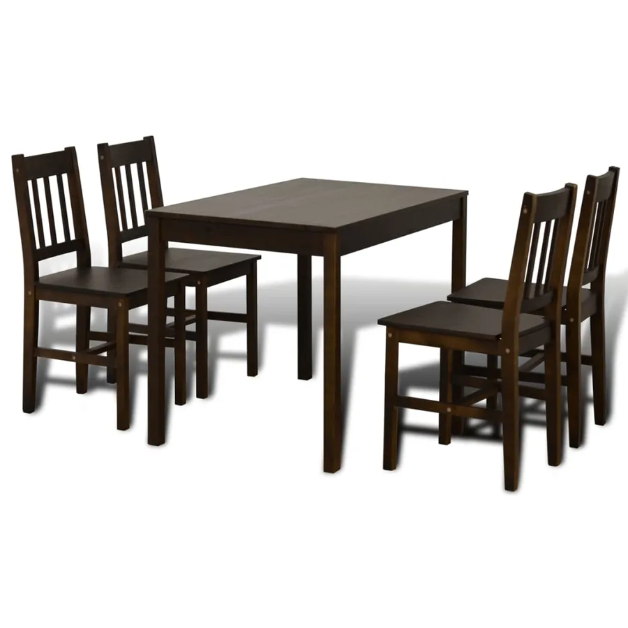 Table de salle à manger avec 4 chaises Marron - 6