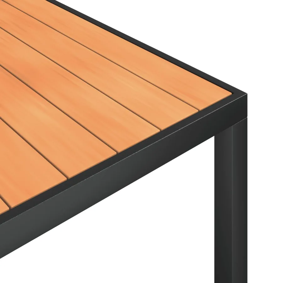 Ensemble à manger de jardin 7 pcs noir et marron aluminium - 10