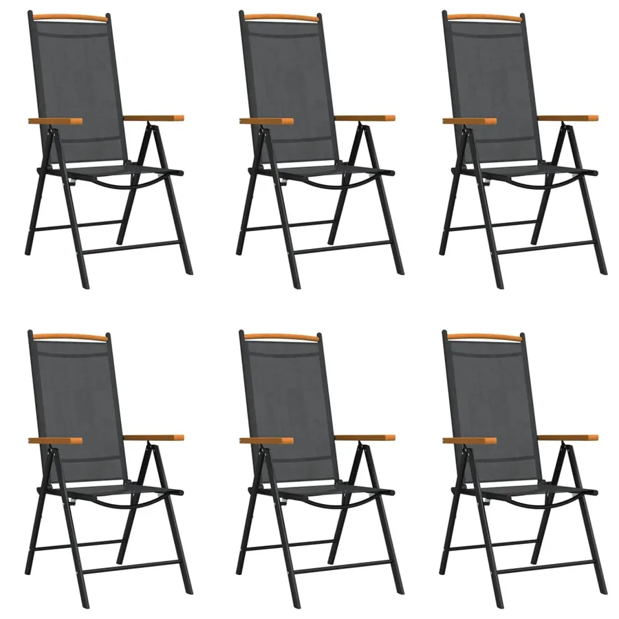 Ensemble à manger de jardin 7 pcs noir et marron aluminium - 3