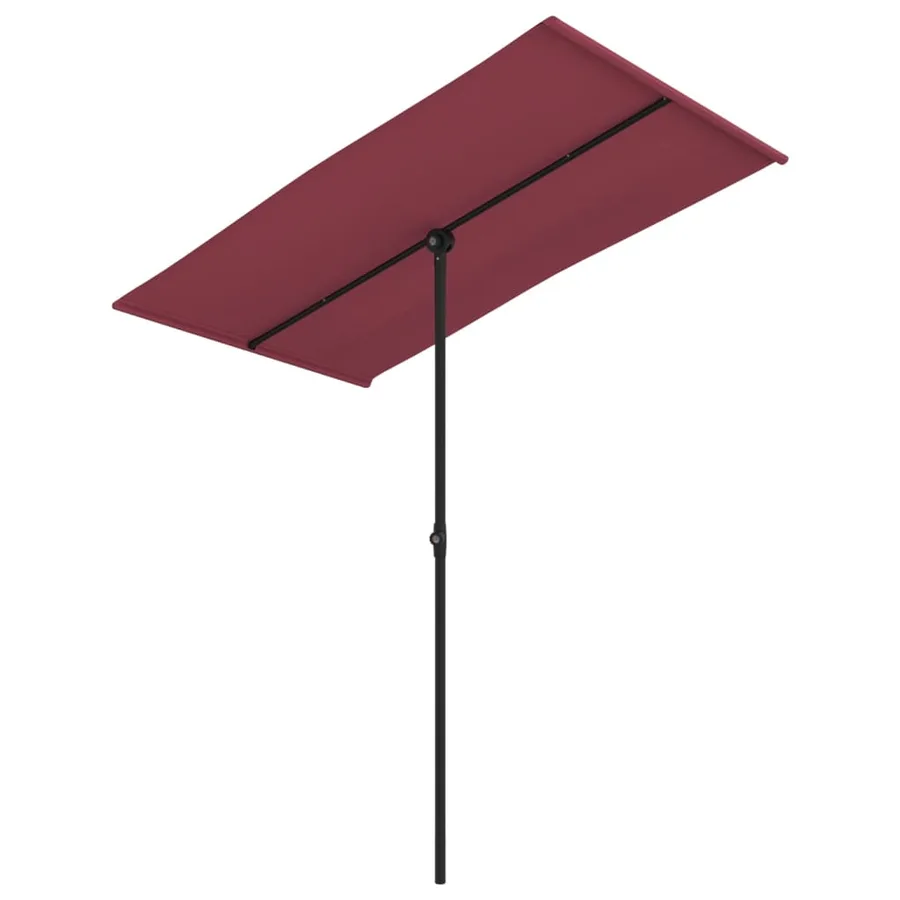 Parasol de jardin et mât en aluminium 180x110 cm rouge bordeaux - 2