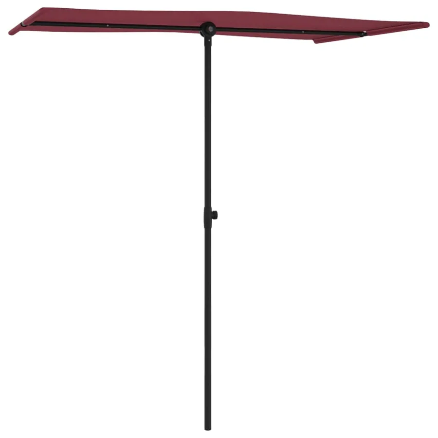 Parasol de jardin et mât en aluminium 180x110 cm rouge bordeaux - 3