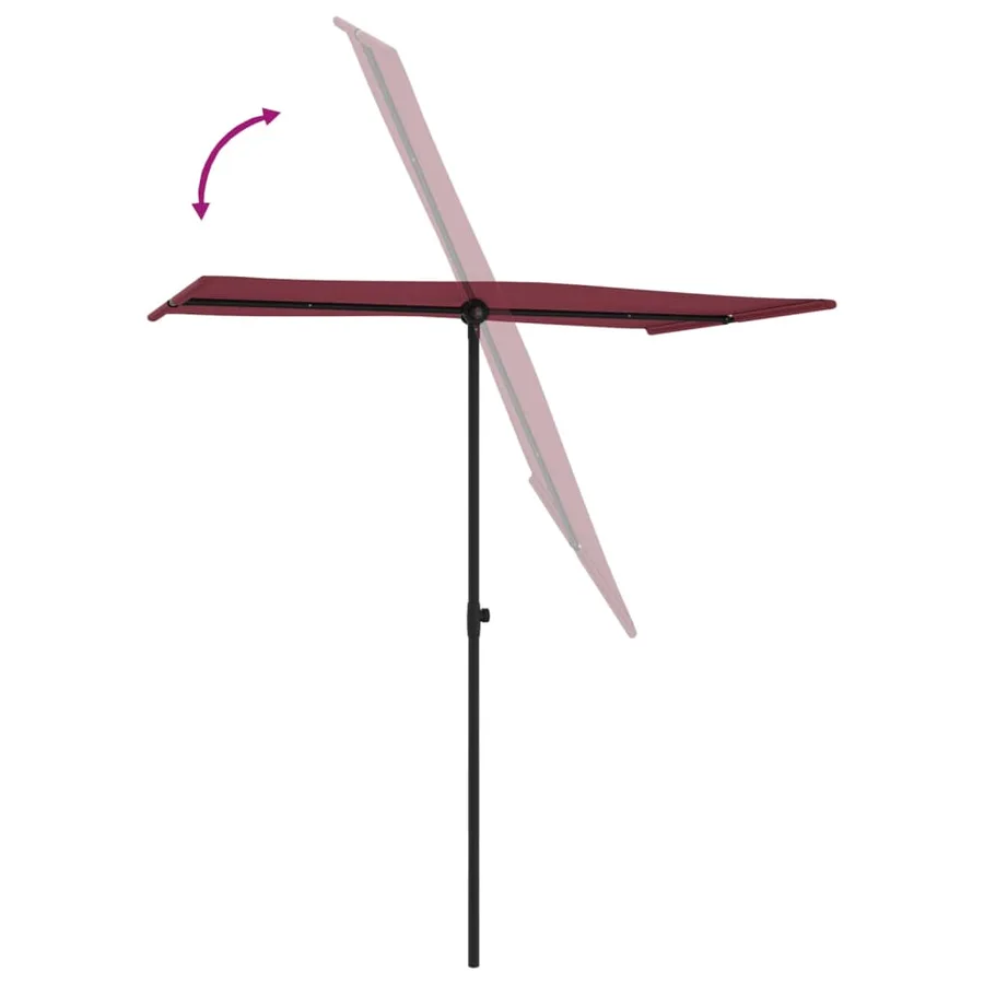 Parasol de jardin et mât en aluminium 180x110 cm rouge bordeaux - 6