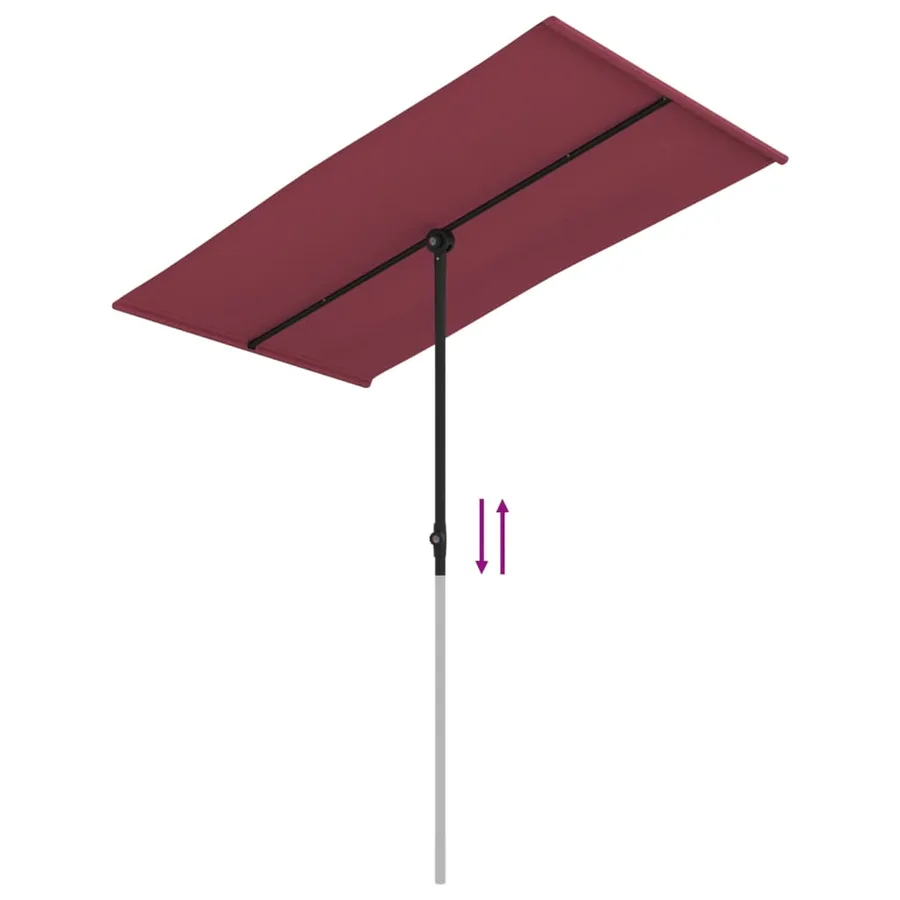 Parasol de jardin et mât en aluminium 180x110 cm rouge bordeaux - 7