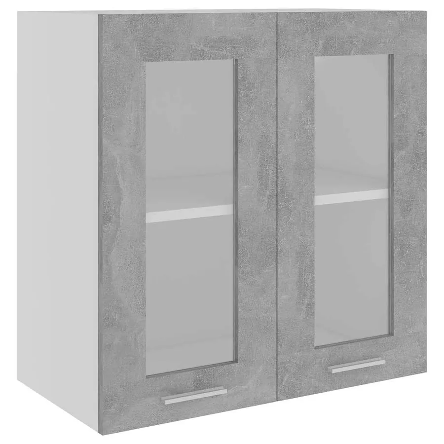 Vitrine suspendue "Lyon" Gris béton 60 x 31 x 60 cm Bois d'ingénierie - 2