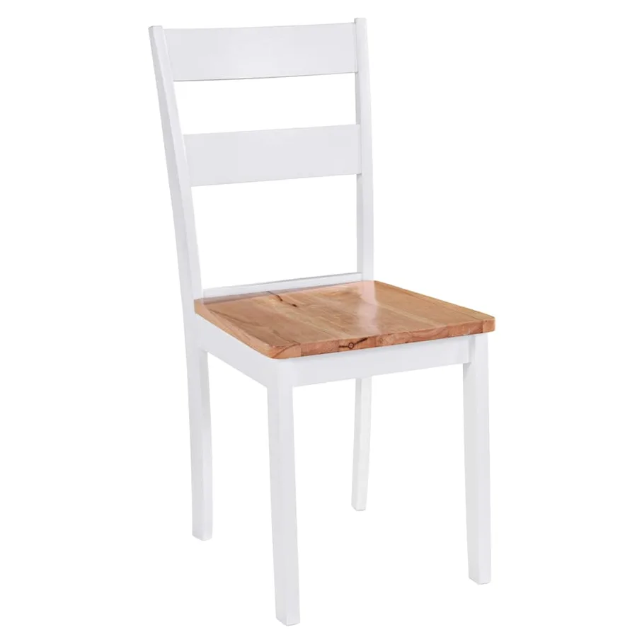 Chaises à manger lot de 2 blanc bois hévéa massif - 3