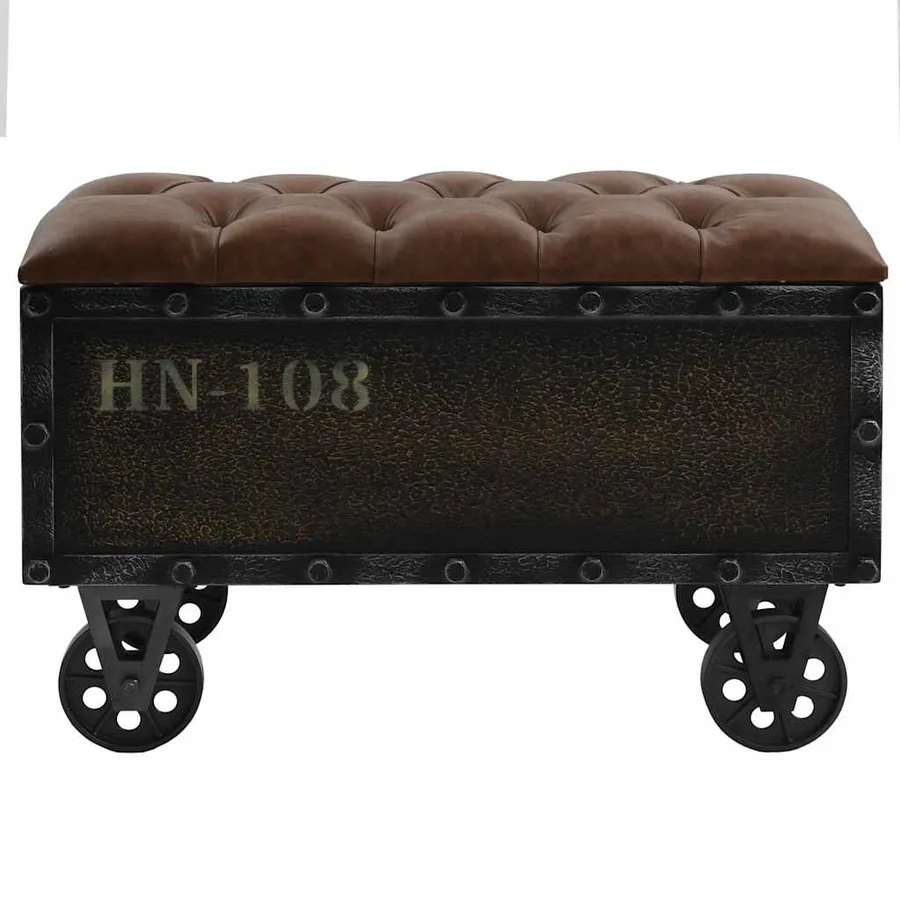 Banc de rangement Bois massif et similicuir 80,5x41x50 cm - 5